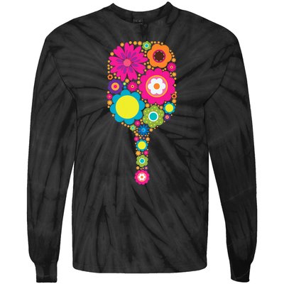 Pickleball Sports Racquet Racket Paddle Flowers Women Gi.rls Tie-Dye Long Sleeve Shirt