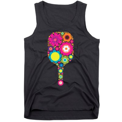 Pickleball Sports Racquet Racket Paddle Flowers Women Gi.rls Tank Top