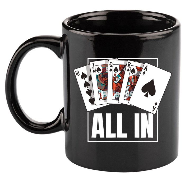 Poker Shirt Royal Flush All In Poker Player Texas Holdem 11oz C Handle Ceramic Mug