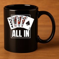 Poker Shirt Royal Flush All In Poker Player Texas Holdem 11oz C Handle Ceramic Mug