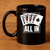Poker Shirt Royal Flush All In Poker Player Texas Holdem 11oz C Handle Ceramic Mug