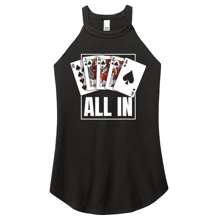 Poker Shirt Royal Flush All In Poker Player Texas Holdem Women's Perfect Tri Rocker Tank