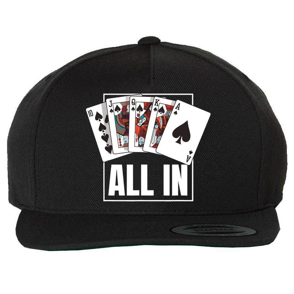 Poker Shirt Royal Flush All In Poker Player Texas Holdem Wool Snapback Cap