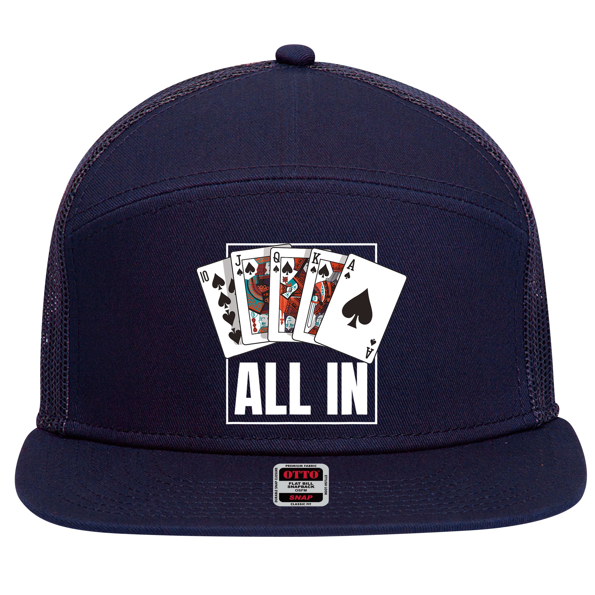 Poker Shirt Royal Flush All In Poker Player Texas Holdem 7 Panel Mesh Trucker Snapback Hat