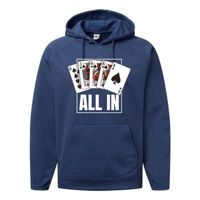 Poker Shirt Royal Flush All In Poker Player Texas Holdem Performance Fleece Hoodie