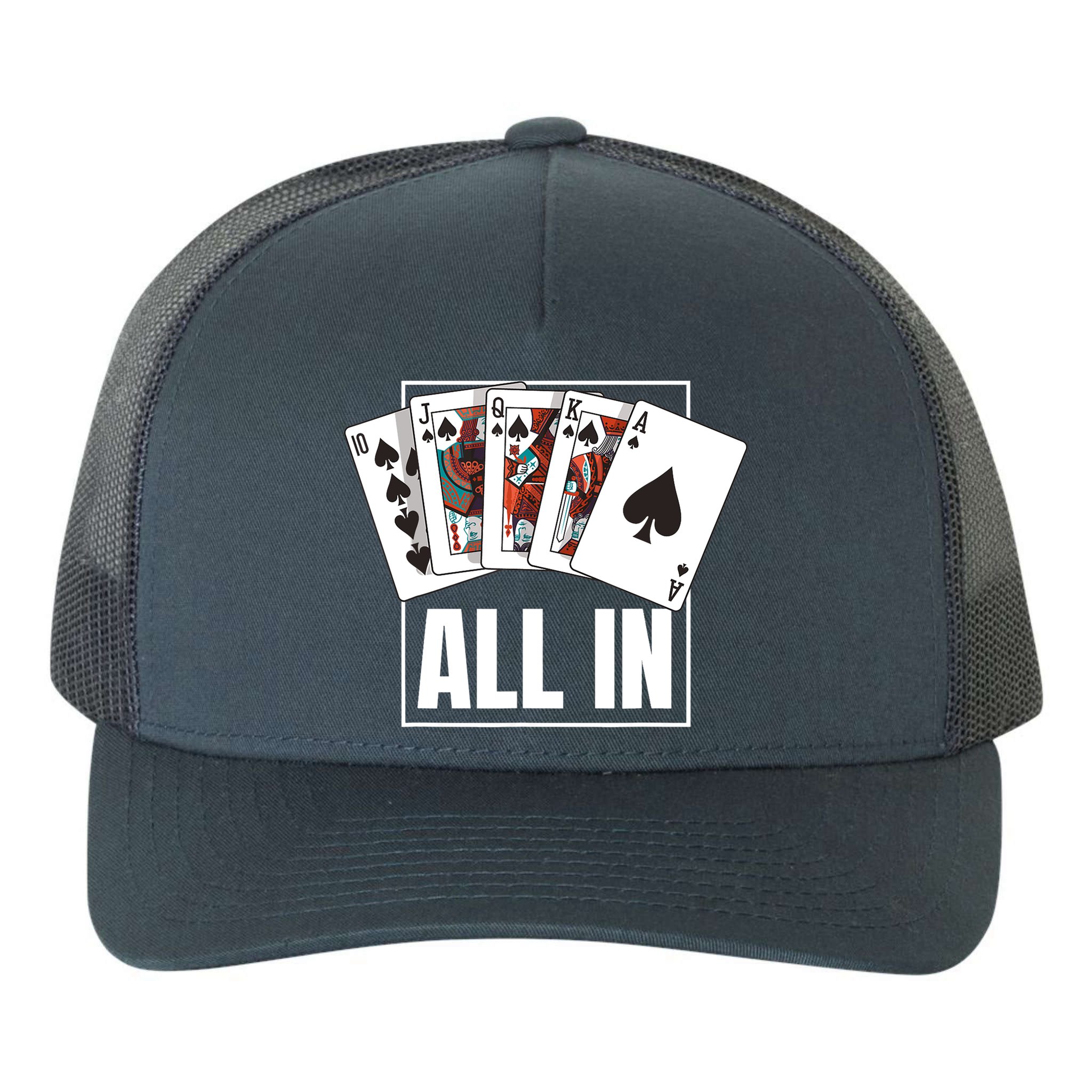 Poker Shirt Royal Flush All In Poker Player Texas Holdem Yupoong Adult 5-Panel Trucker Hat