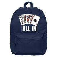 Poker Shirt Royal Flush All In Poker Player Texas Holdem 16 in Basic Backpack