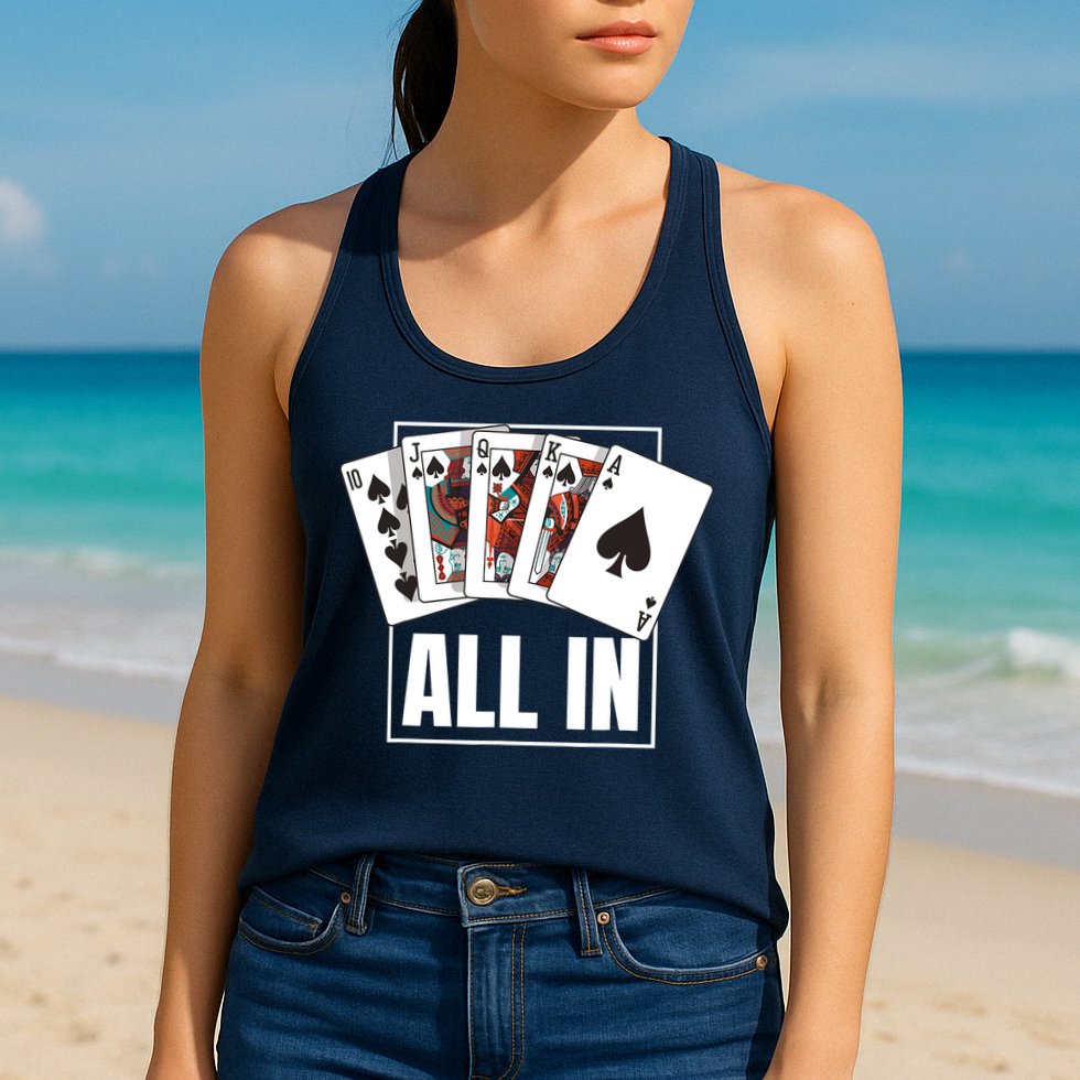 Poker Shirt Royal Flush All In Poker Player Texas Holdem Womens Tank Top