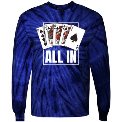 Poker Shirt Royal Flush All In Poker Player Texas Holdem Tie-Dye Long Sleeve Shirt