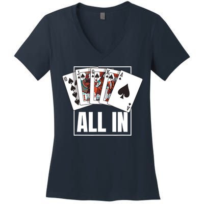 Poker Shirt Royal Flush All In Poker Player Texas Holdem Women's V-Neck T-Shirt