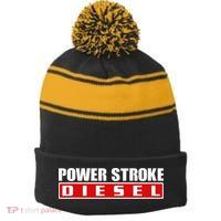 Power Stroke Roll Coal Turbo Diesels Powers Diesel Mechanic Stripe Pom Pom Beanie