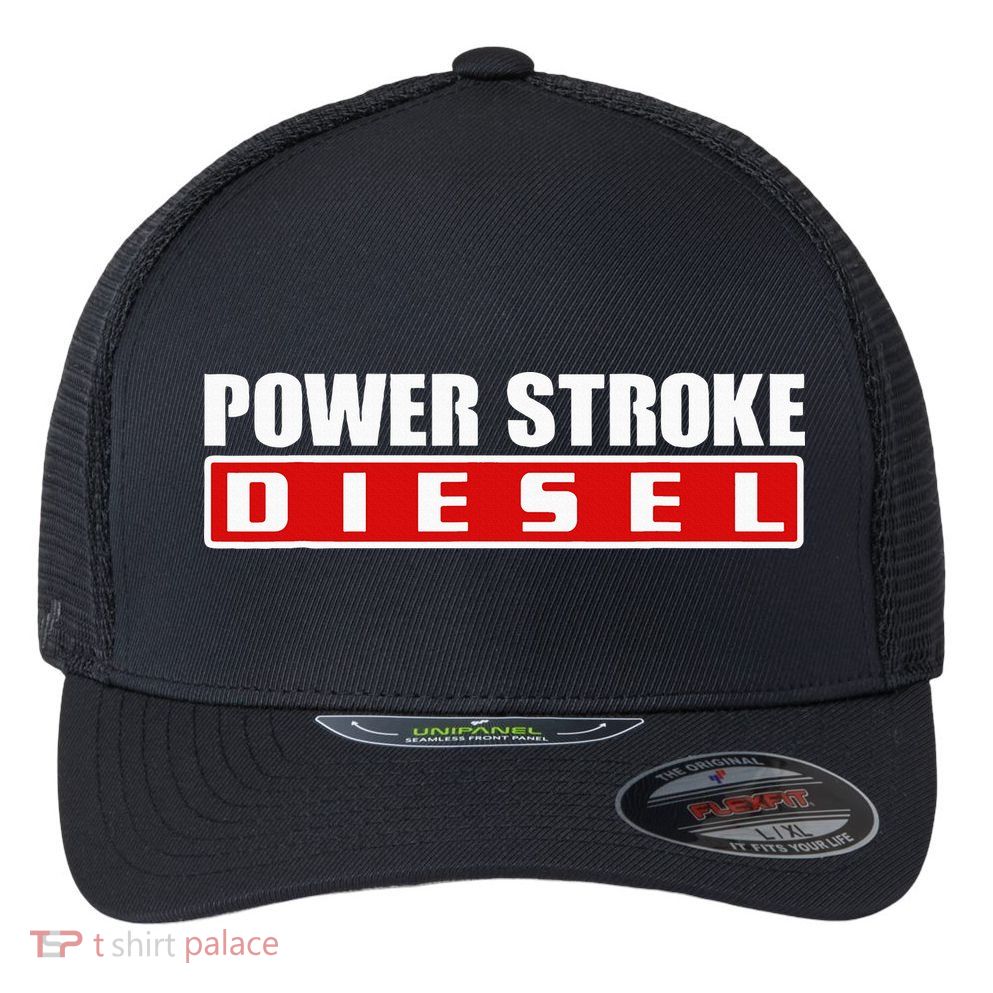 Power Stroke Roll Coal Turbo Diesels Powers Diesel Mechanic Flexfit Unipanel Trucker Cap