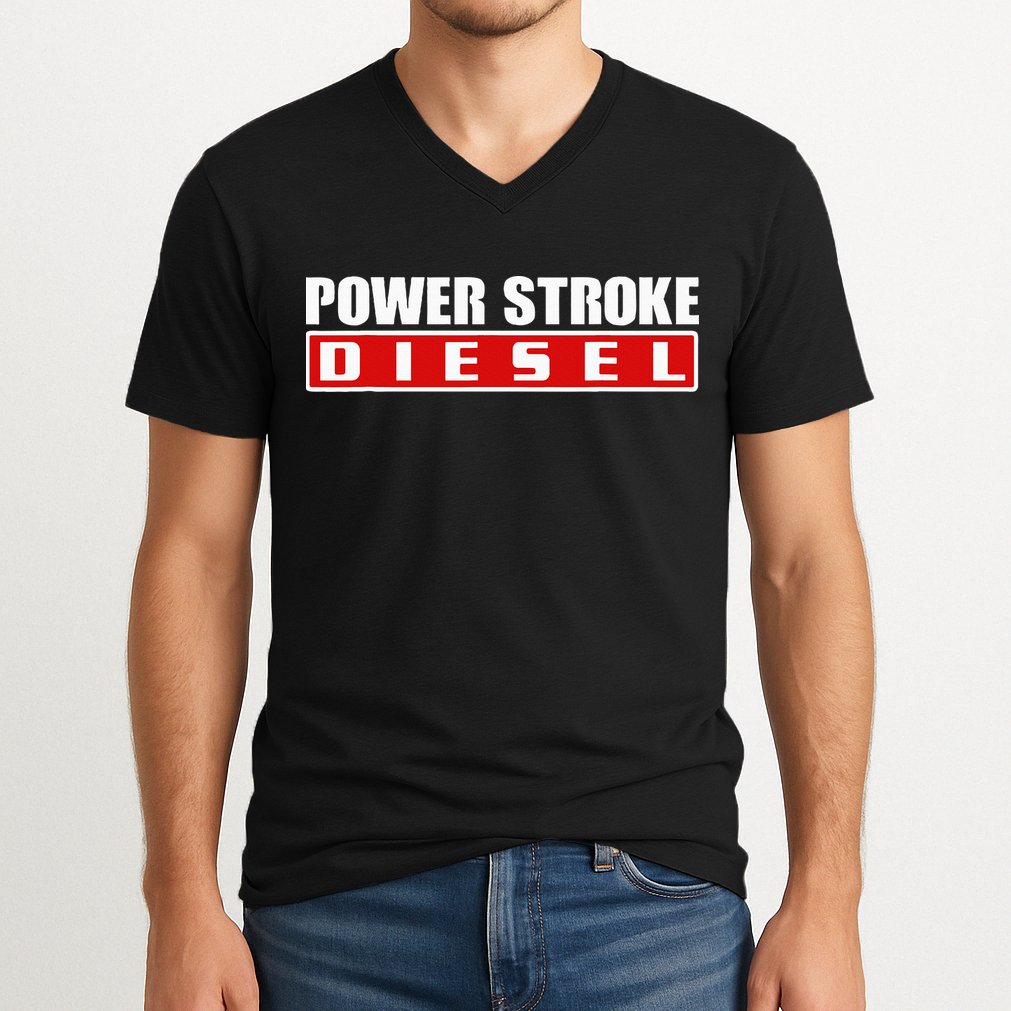 Power Stroke Roll Coal Turbo Diesels Powers Diesel Mechanic V-Neck T-Shirt