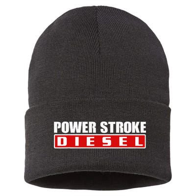 Power Stroke Roll Coal Turbo Diesels Powers Diesel Mechanic Sustainable Knit Beanie