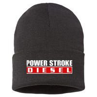 Power Stroke Roll Coal Turbo Diesels Powers Diesel Mechanic Sustainable Knit Beanie
