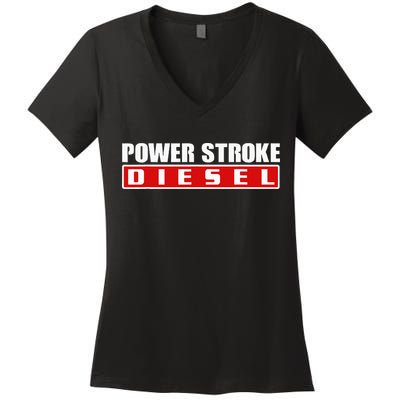 Power Stroke Roll Coal Turbo Diesels Powers Diesel Mechanic Women's V-Neck T-Shirt