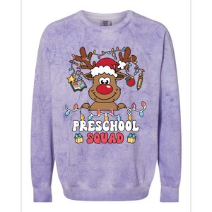 Preschool Squad Reindeer Christmas For Teacher & Students Colorblast Crewneck Sweatshirt