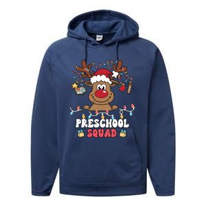 Preschool Squad Reindeer Christmas For Teacher & Students Performance Fleece Hoodie