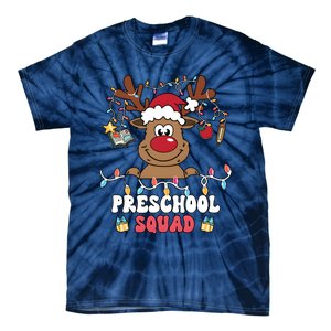 Preschool Squad Reindeer Christmas For Teacher & Students Tie-Dye T-Shirt