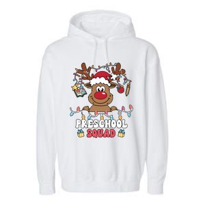 Preschool Squad Reindeer Christmas For Teacher & Students Garment-Dyed Fleece Hoodie