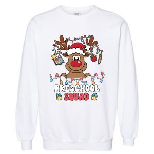 Preschool Squad Reindeer Christmas For Teacher & Students Garment-Dyed Sweatshirt