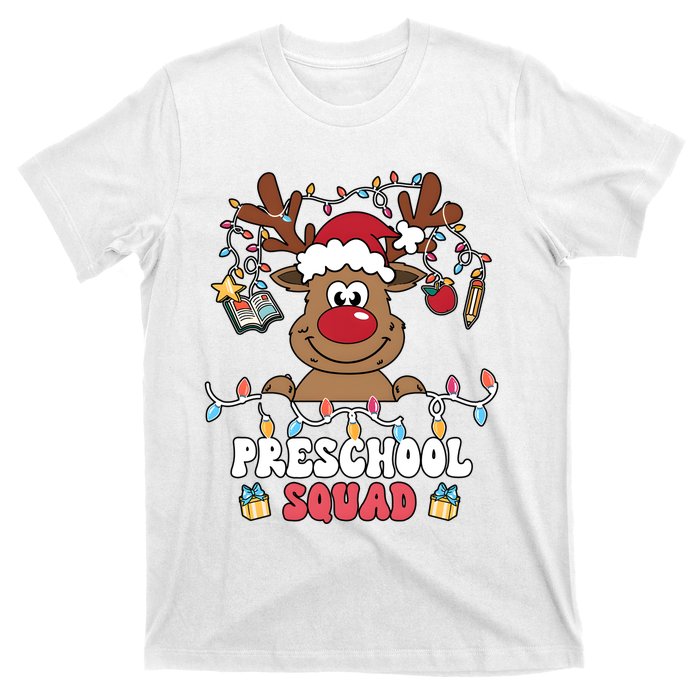 Preschool Squad Reindeer Christmas For Teacher & Students T-Shirt