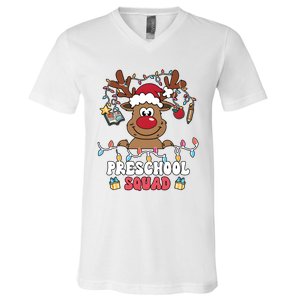 Preschool Squad Reindeer Christmas For Teacher & Students V-Neck T-Shirt