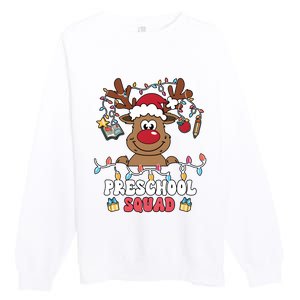 Preschool Squad Reindeer Christmas For Teacher & Students Premium Crewneck Sweatshirt