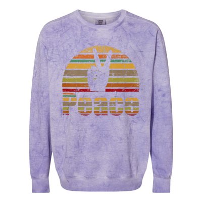 Peace Sign Retro Love 60s 70s Hippie Gift Colorblast Crewneck Sweatshirt