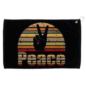 Peace Sign Retro Love 60s 70s Hippie Gift Grommeted Golf Towel