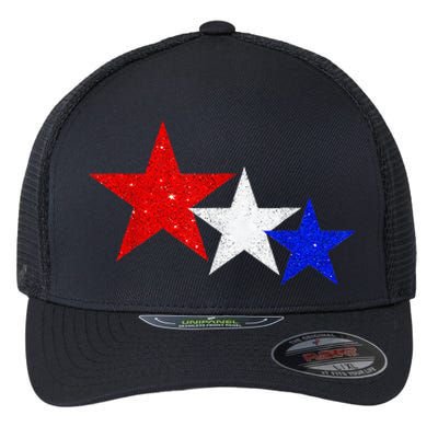 Patriotic Stars Red White Blue American 4th Of July Flexfit Unipanel Trucker Cap