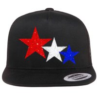 Patriotic Stars Red White Blue American 4th Of July Flat Bill Trucker Hat