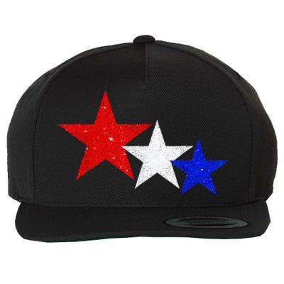 Patriotic Stars Red White Blue American 4th Of July Wool Snapback Cap