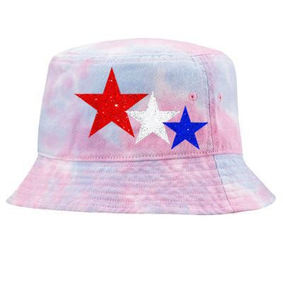 Patriotic Stars Red White Blue American 4th Of July Tie-Dyed Bucket Hat