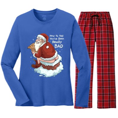 Pooping Santa Really Bad Naughty List Gift Christmas Meaningful Gift Women's Long Sleeve Flannel Pajama Set 