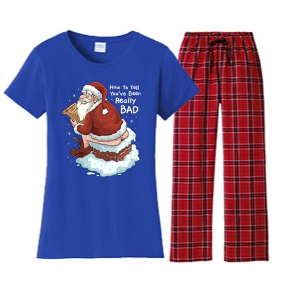 Pooping Santa Really Bad Naughty List Gift Christmas Meaningful Gift Women's Flannel Pajama Set