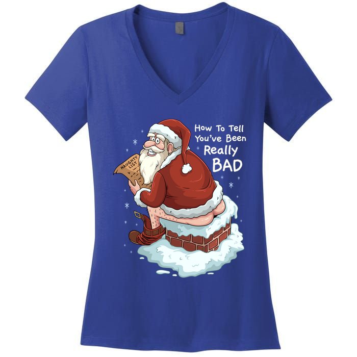 Pooping Santa Really Bad Naughty List Gift Christmas Meaningful Gift Women's V-Neck T-Shirt