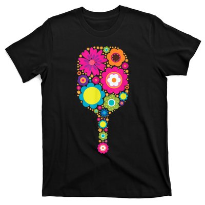 Pickleball Sports Racquet Racket Paddle Flowers Women T-Shirt