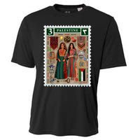 Palestine Stamp Retro Palestine Women Palestinian Flag Gaza Cooling Performance Crew T-Shirt