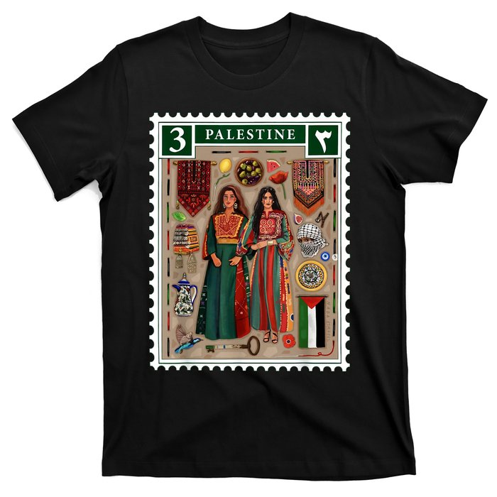 Palestine Stamp Retro Palestine Women Palestinian Flag Gaza T-Shirt