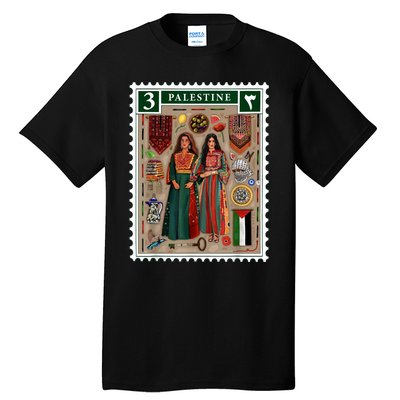 Palestine Stamp Retro Palestine Women Palestinian Flag Gaza Tall T-Shirt