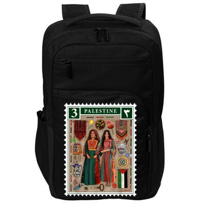 Palestine Stamp Retro Palestine Women Palestinian Flag Gaza Impact Tech Backpack