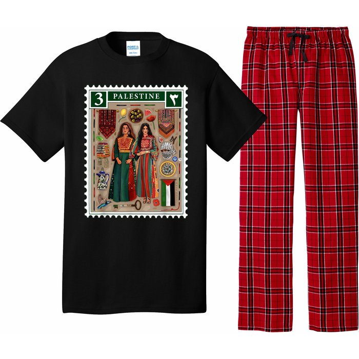 Palestine Stamp Retro Palestine Women Palestinian Flag Gaza Pajama Set