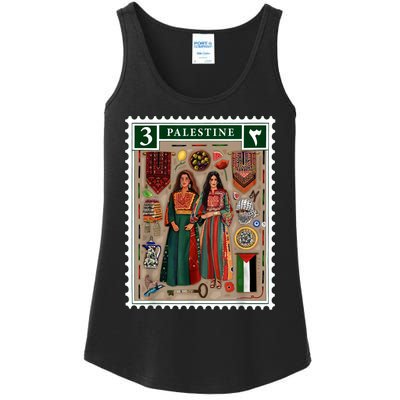 Palestine Stamp Retro Palestine Women Palestinian Flag Gaza Ladies Essential Tank