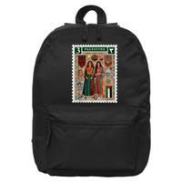 Palestine Stamp Retro Palestine Women Palestinian Flag Gaza 16 in Basic Backpack