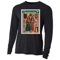 Palestine Stamp Retro Palestine Women Palestinian Flag Gaza Cooling Performance Long Sleeve Crew