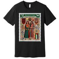 Palestine Stamp Retro Palestine Women Palestinian Flag Gaza Premium T-Shirt