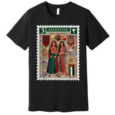 Palestine Stamp Retro Palestine Women Palestinian Flag Gaza Premium T-Shirt