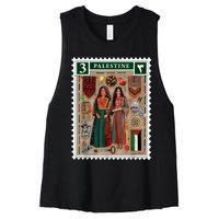 Palestine Stamp Retro Palestine Women Palestinian Flag Gaza Women's Racerback Cropped Tank