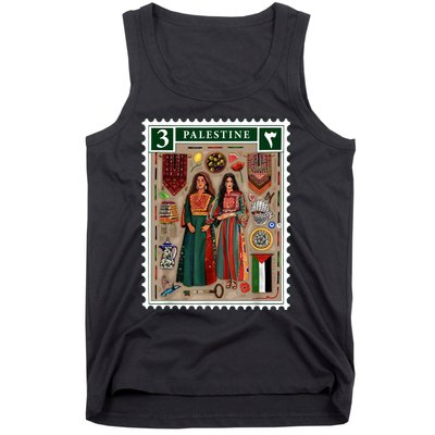 Palestine Stamp Retro Palestine Women Palestinian Flag Gaza Tank Top